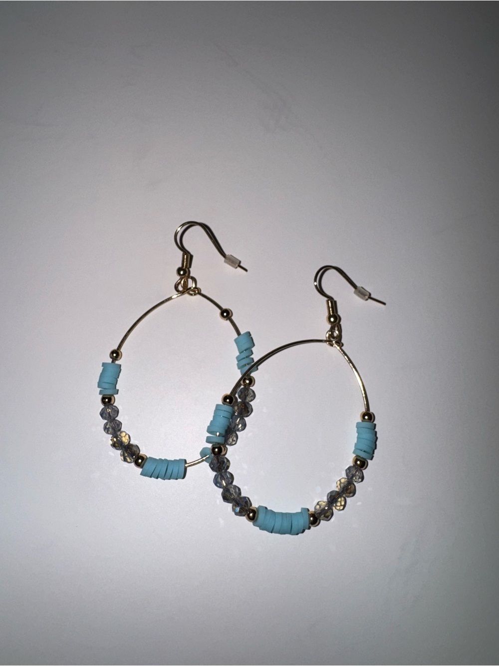 Blue Floral and Teal Beaded Women’s Earring Set - Picture 3 of 4